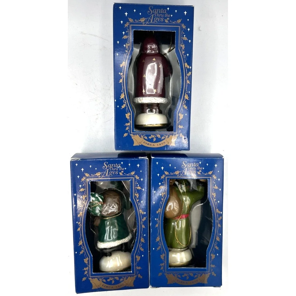 VTG SANTAS THRU THE AGES Father Christmas Ornaments CIRCA‎ 1870 1853 1907 LOT 3